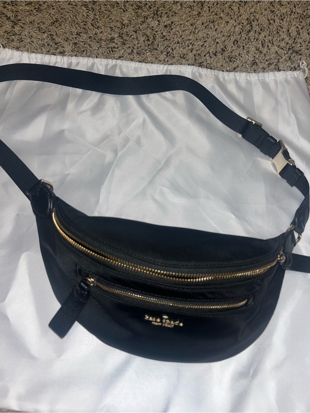 Kate Spade Black Belt Bag with Gold Hardware